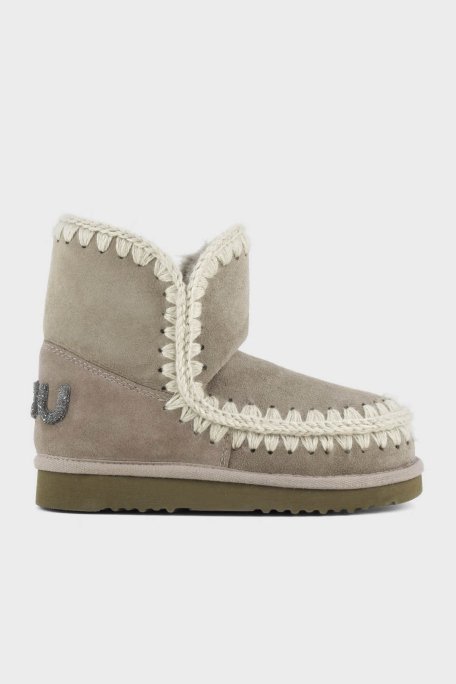 Mou Hakiki Deri Simli Logo Detaylı Dikişli Eskimo Bayan Bot MU.FW101050A ELGRY GRİ - 1