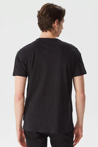 Nautica % 100 Pamuk Logo Baskılı Bisiklet Yaka Standart Fit Erkek T Shirt V35471T 0TB SİYAH - 4