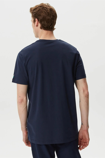 Nautica % 100 Pamuk Marka Baskılı Bisiklet Yaka Standart Fit Erkek T Shirt V35506T 4NV LACİVERT - 4