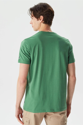 Nautica % 100 Pamuk Marka Baskılı Bisiklet Yaka Standart Fit Erkek T Shirt V35528T 3FY YEŞİL - 4