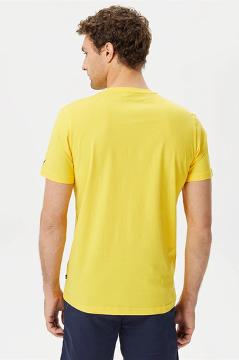 Nautica % 100 Pamuk Marka Baskılı Bisiklet Yaka Standart Fit Erkek T Shirt V35528T 70E SARI - 4