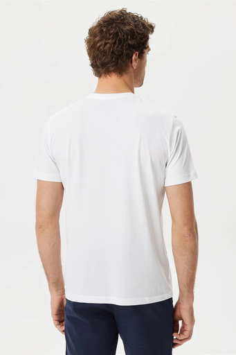 Nautica % 100 Pamuk Marka Baskılı Bisiklet Yaka Standart Fit Erkek T Shirt V35902T 1BW BEYAZ - 4