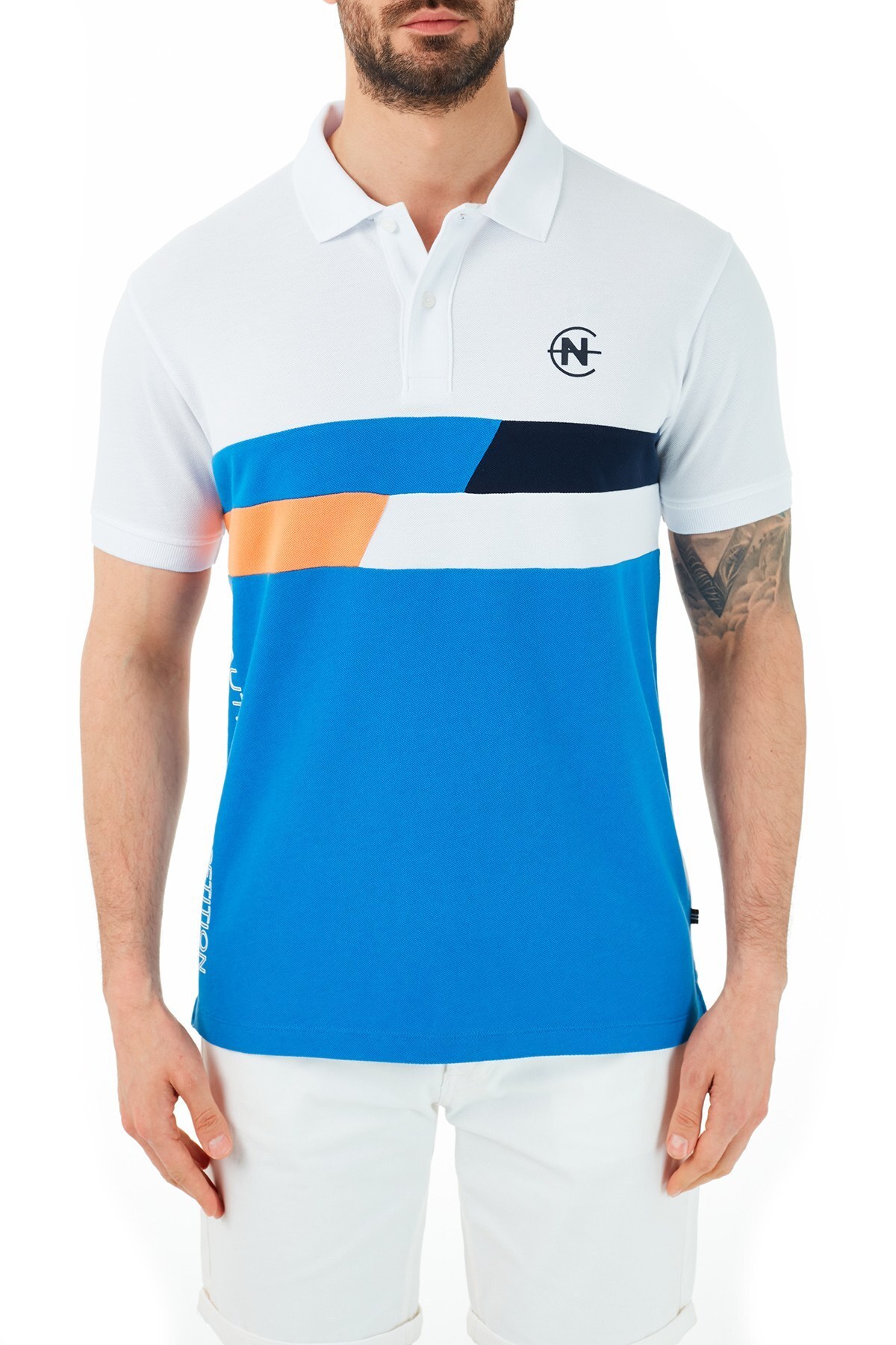 Nautica % 100 Pamuklu Classic Fit T Shirt Erkek Polo K15302T 1BW BEYAZ