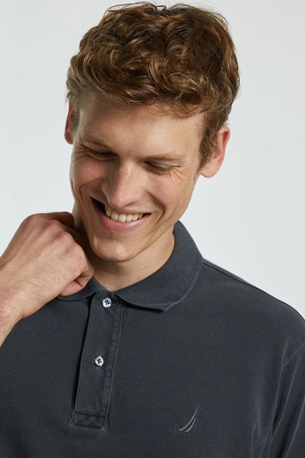 Nautica % 100 Pamuklu Polo Yaka Classic Fit T Shirt Erkek Polo Yaka T Shirt K35111T 0PG GRİ - 4