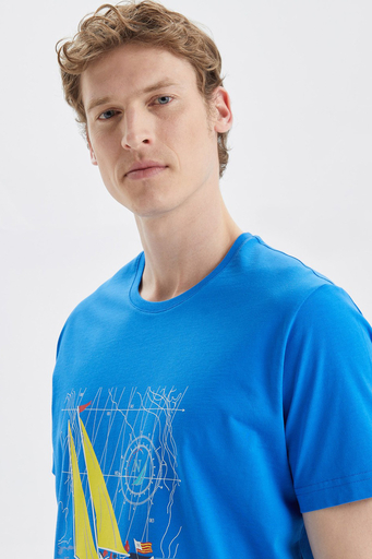 Nautica Baskılı % 100 Pamuk Standart Fit Bisiklet Yaka Erkek T Shirt V35519T 4SJ SAKS - 3