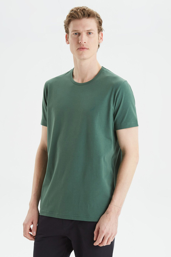 Nautica Pamuklu Regular Fit Bisiklet Yaka Erkek T Shirt V35009T 3FK KOYU YEŞİL - 1