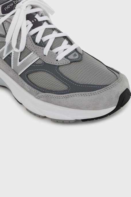 New Balance Domuz Derisi Karışımlı Kalın Taban Sneaker Unisex Ayakkabı W990GL6 GRİ - 5