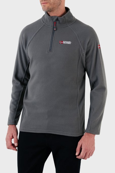Norway Geographical Yumuşak Dokulu Dik Yaka Yarım Fermuarlı Outdoor Erkek Polar TUGASSOR KOYU GRİ - 2