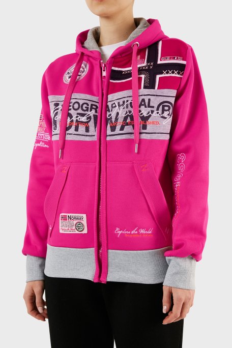 Norway Geographical İçi Şardonlu Kapüşonlu Bayan Sweat FLYERSW 1K FUŞYA - 6