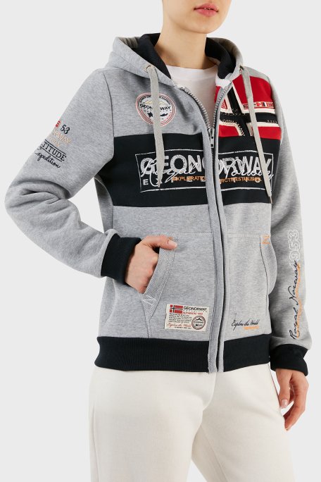 Norway Geographical İçi Şardonlu Kapüşonlu Bayan Sweat FLYERSW 1K GRİ - 4