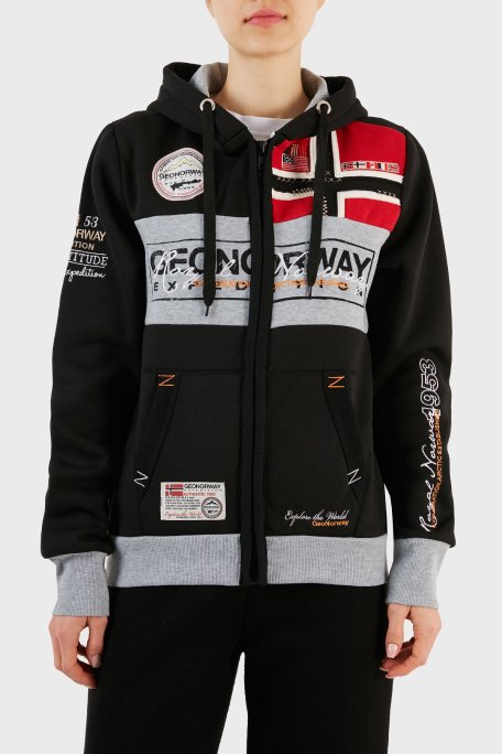Norway Geographical İçi Şardonlu Kapüşonlu Bayan Sweat FLYERSW 1K SİYAH - 1