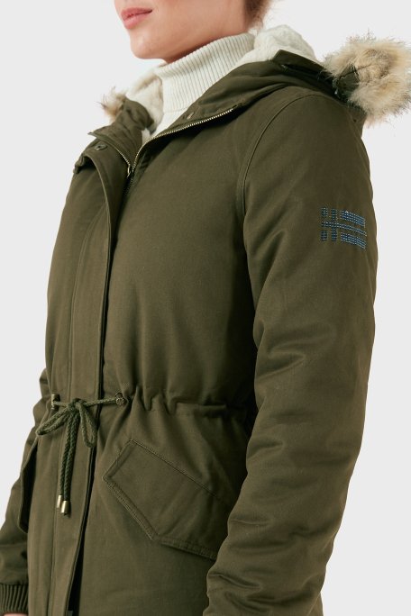 Norway Geographical Isı Yalıtımlı Peluş Astarlı Çıkarılabilir Suni Tüylü Kapüşonlu Bayan Parka AMPURIA HAKİ - 4