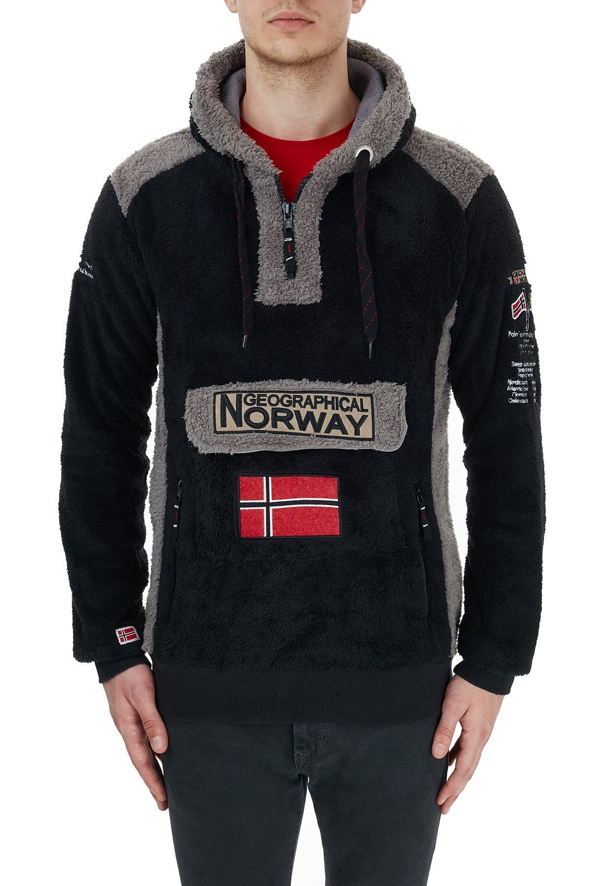 Norway Geographical Kapüşonlu Outdoor Polar Erkek Sweat GYMCLASS E SİYAH