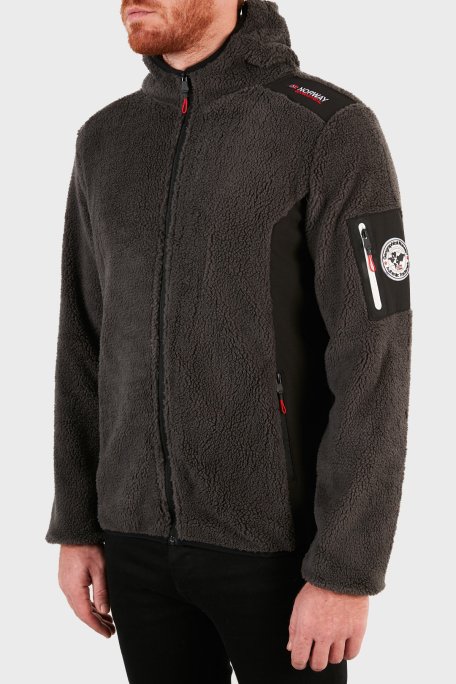 Norway Geographical Kapüşonlu Yumuşak Dokulu Rüzgar Geçirmez Outdoor Erkek Polar TUFOUR KOYU GRİ - 8