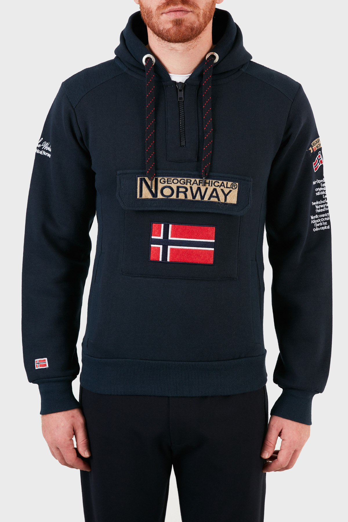 Norway Geographical Kapüşonlu Yarım Fermuarlı Outdoor Erkek Sweat GYMCLASSA100 LACİVERT