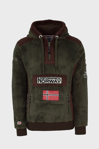 Norway Geographical Kapüşonlu Yarım Fermuarlı Outdoor Polar Erkek Sweat GYMCLASSSHERCO HAKİ - 1