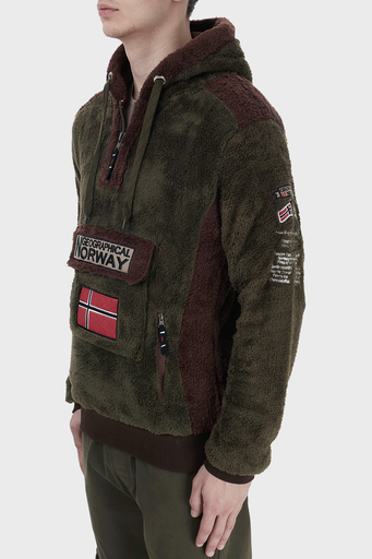 Norway Geographical Kapüşonlu Yarım Fermuarlı Outdoor Polar Erkek Sweat GYMCLASSSHERCO HAKİ - 3