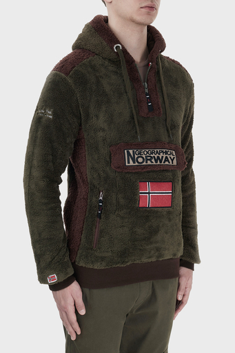 Norway Geographical Kapüşonlu Yarım Fermuarlı Outdoor Polar Erkek Sweat GYMCLASSSHERCO HAKİ - 4