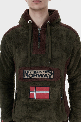 Norway Geographical Kapüşonlu Yarım Fermuarlı Outdoor Polar Erkek Sweat GYMCLASSSHERCO HAKİ - 7