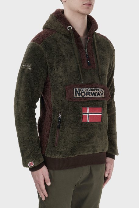 Norway Geographical Kapüşonlu Yarım Fermuarlı Outdoor Polar Erkek Sweat GYMCLASSSHERCO HAKİ - 4
