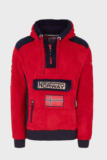 Norway Geographical Kapüşonlu Yarım Fermuarlı Outdoor Polar Erkek Sweat GYMCLASSSHERCO KIRMIZI - 1