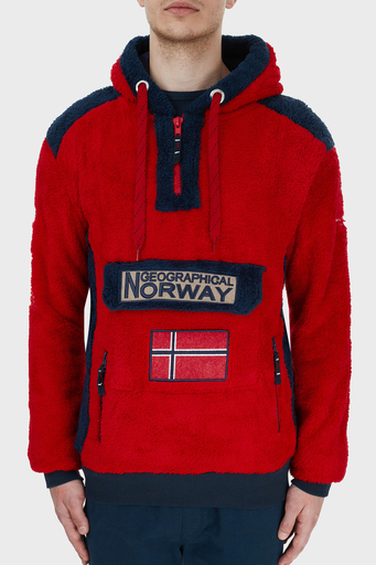 Norway Geographical Kapüşonlu Yarım Fermuarlı Outdoor Polar Erkek Sweat GYMCLASSSHERCO KIRMIZI - 4
