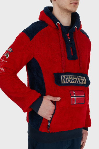 Norway Geographical Kapüşonlu Yarım Fermuarlı Outdoor Polar Erkek Sweat GYMCLASSSHERCO KIRMIZI - 5