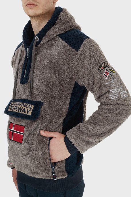 Norway Geographical Kapüşonlu Yarım Fermuarlı Outdoor Polar Erkek Sweat GYMCLASSSHERCO KOYU GRİ - 2