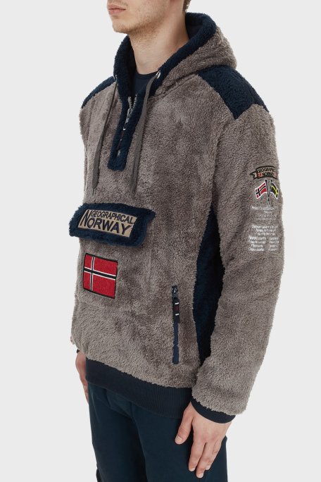 Norway Geographical Kapüşonlu Yarım Fermuarlı Outdoor Polar Erkek Sweat GYMCLASSSHERCO KOYU GRİ - 4