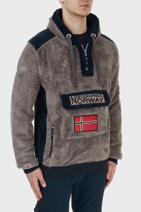 Norway Geographical Kapüşonlu Yarım Fermuarlı Outdoor Polar Erkek Sweat GYMCLASSSHERCO KOYU GRİ - 5