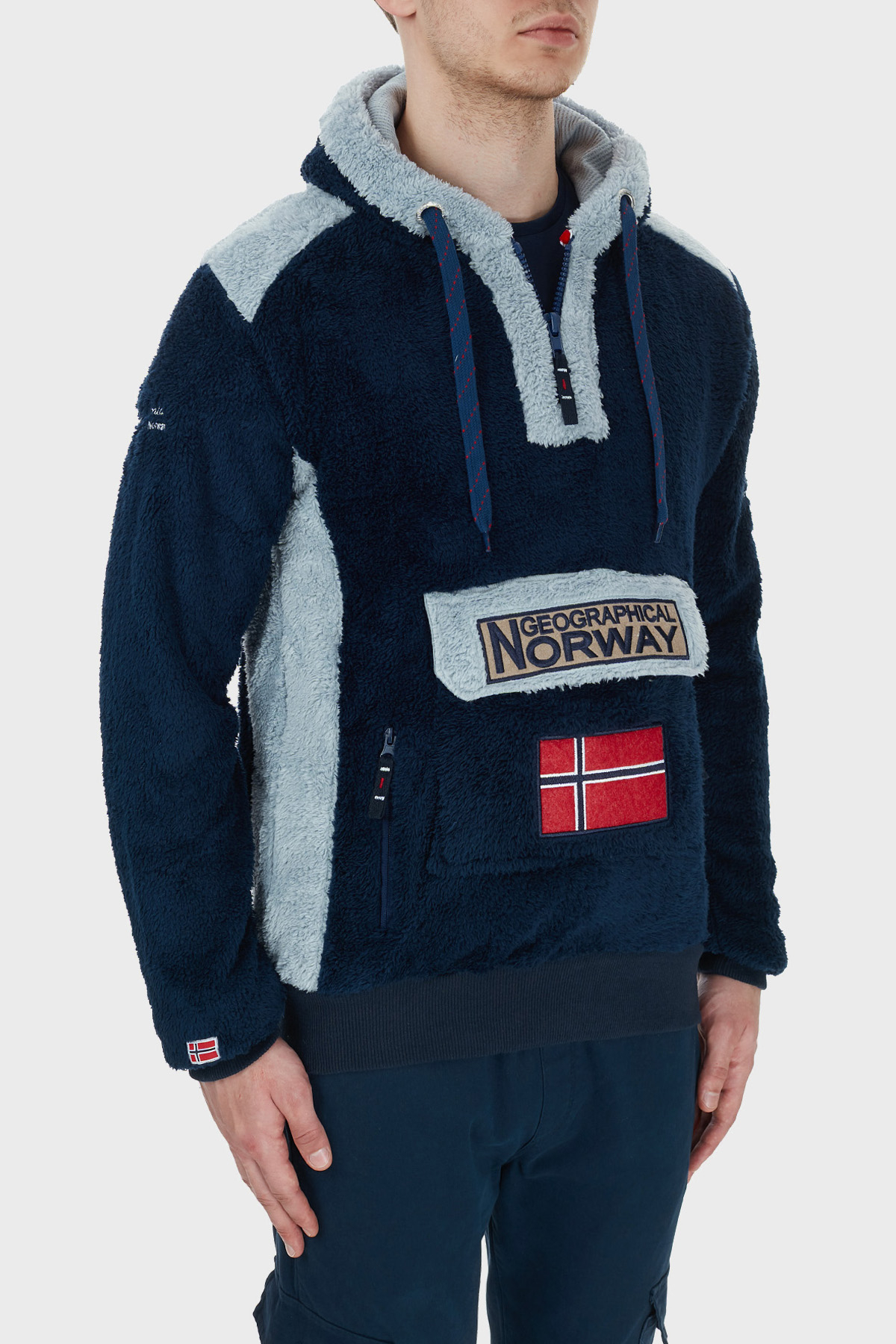 Norway Geographical Kapüşonlu Yarım Fermuarlı Outdoor Polar Erkek Sweat GYMCLASSSHERCO LACİVERT