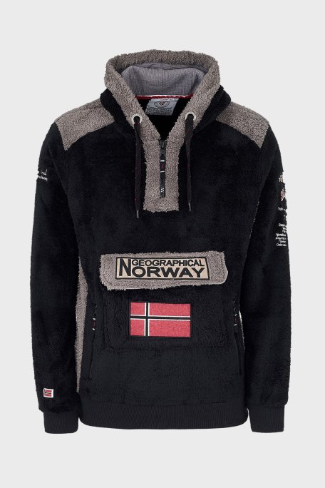 Norway Geographical Kapüşonlu Yarım Fermuarlı Outdoor Polar Erkek Sweat GYMCLASSSHERCO SİYAH - 1