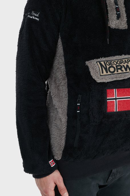 Norway Geographical Kapüşonlu Yarım Fermuarlı Outdoor Polar Erkek Sweat GYMCLASSSHERCO SİYAH - 7
