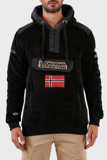 Norway Geographical Pamuklu Yumuşak Dokulu Soğuğa Dayanıklı Kapüşonlu Erkek Polar GYMCLASS SHERCOE SİYAH - 6