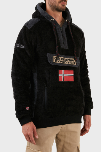 Norway Geographical Pamuklu Yumuşak Dokulu Soğuğa Dayanıklı Kapüşonlu Erkek Polar GYMCLASS SHERCOE SİYAH - 8
