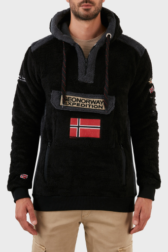 Norway Geographical Pamuklu Yumuşak Dokulu Soğuğa Dayanıklı Kapüşonlu Erkek Polar GYMCLASS SHERCOE SİYAH - 9