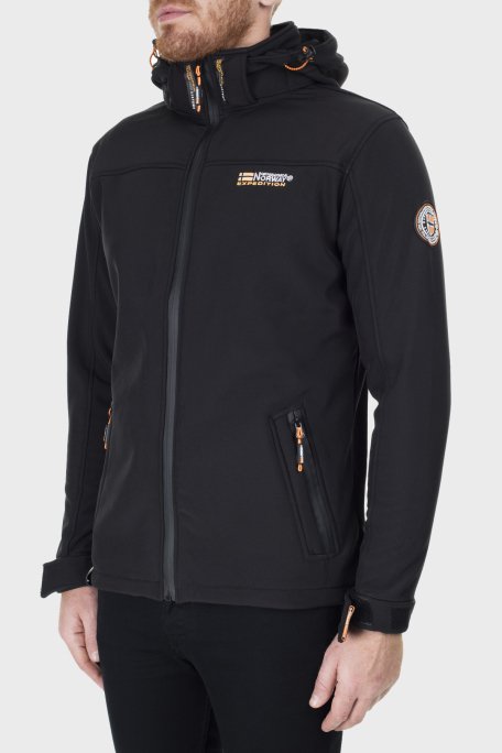Norway Geographical Rüzgara ve Suya Dayanıklı Çıkarılabilir Kapüşonlu Softshell Erkek Mont TAKENI SİYAH - 4