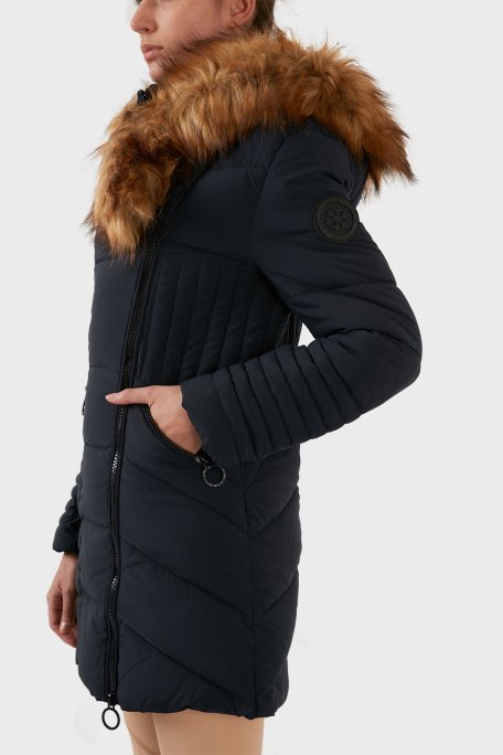Norway Geographical Rüzgara ve Suya Dayanıklı Kapüşonlu Bayan Parka CHAYA LACİVERT - 4