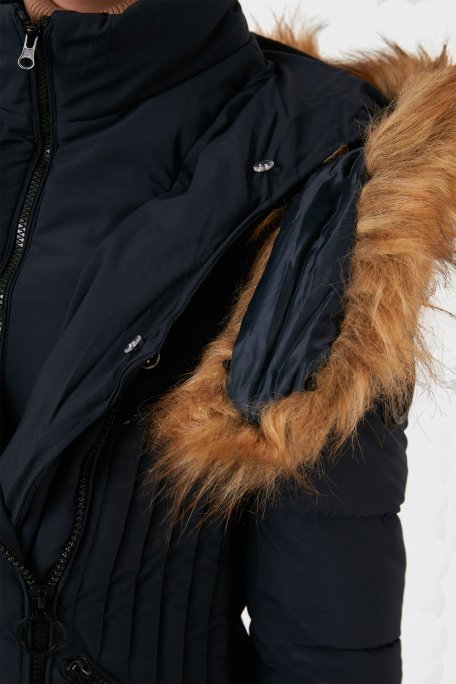 Norway Geographical Rüzgara ve Suya Dayanıklı Kapüşonlu Bayan Parka CHAYA LACİVERT - 5