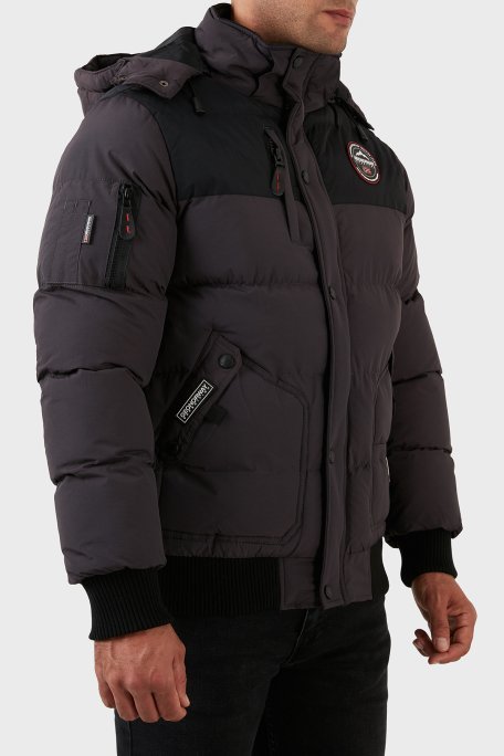 Norway Geographical Suya Dayanıklı Çıkarılabilir Kapüşonlu Şişme Erkek Mont VOLVA KOYU GRİ - 9