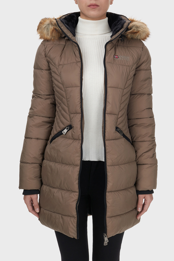 Norway Geographical Suya ve Soğuğa Dayanıklı Kapüşonlu Bayan Parka ABEILLE VİZON - 5