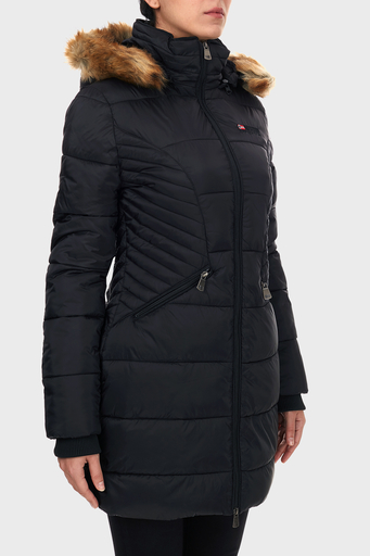 Norway Geographical Suya ve Soğuğa Dayanıklı Kapüşonlu Bayan Parka ABEILLE SİYAH - 4
