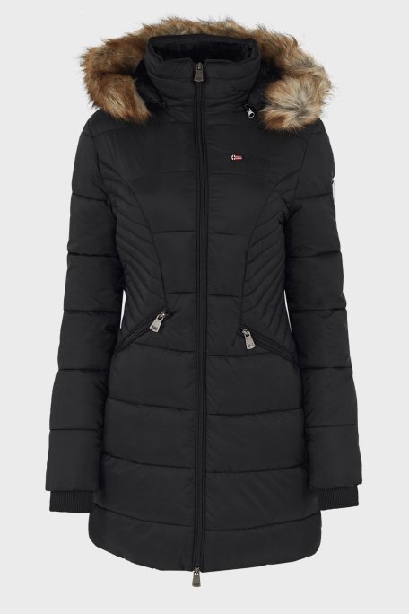Norway Geographical Suya ve Soğuğa Dayanıklı Kapüşonlu Bayan Parka ABEILLE SİYAH - 1