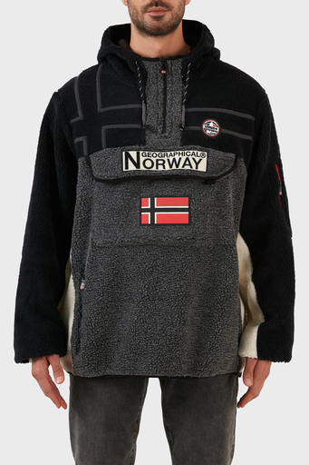 Norway Geographical Yumuşak Dokulu Soğuğa Dayanıklı Kapüşonlu Erkek Polar RIAKOLO KOYU GRİ - 1