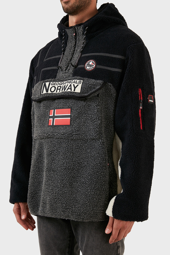 Norway Geographical Yumuşak Dokulu Soğuğa Dayanıklı Kapüşonlu Erkek Polar RIAKOLO KOYU GRİ - 5