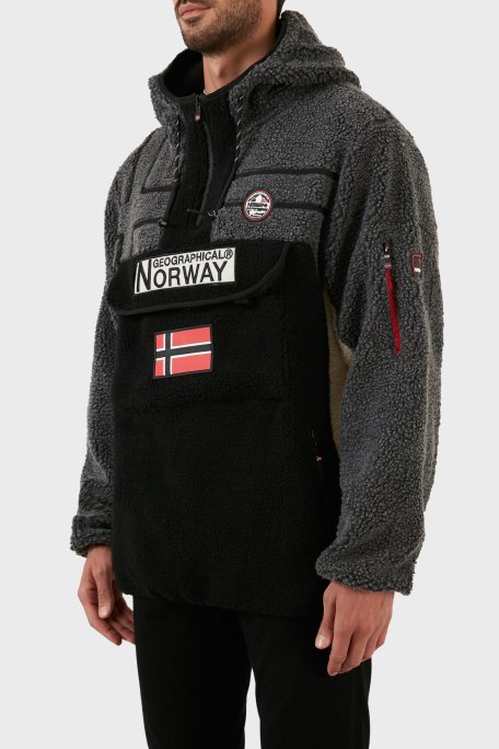 Norway Geographical Yumuşak Dokulu Soğuğa Dayanıklı Kapüşonlu Erkek Polar RIAKOLO SİYAH - 9