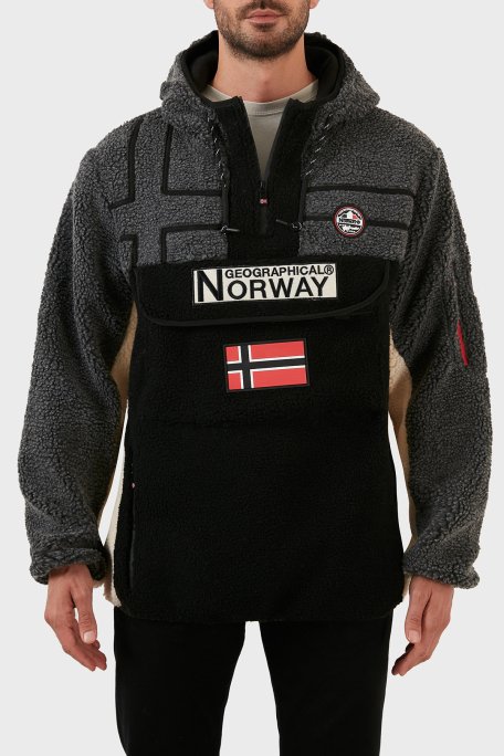 Norway Geographical Yumuşak Dokulu Soğuğa Dayanıklı Kapüşonlu Erkek Polar RIAKOLO SİYAH - 10