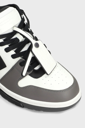 Off-White Deri Ok Tasarımlı Sneaker Erkek Ayakkabı OMIA189C99LEA013 0710 GRİ-BEYAZ - 4
