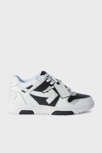 Off-White Deri Ok Tasarımlı Sneaker Erkek Ayakkabı OMIA189C99LEA015 1001 SİYAH-BEYAZ - 1