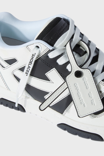 Off-White Deri Ok Tasarımlı Sneaker Erkek Ayakkabı OMIA189C99LEA015 1001 SİYAH-BEYAZ - 5